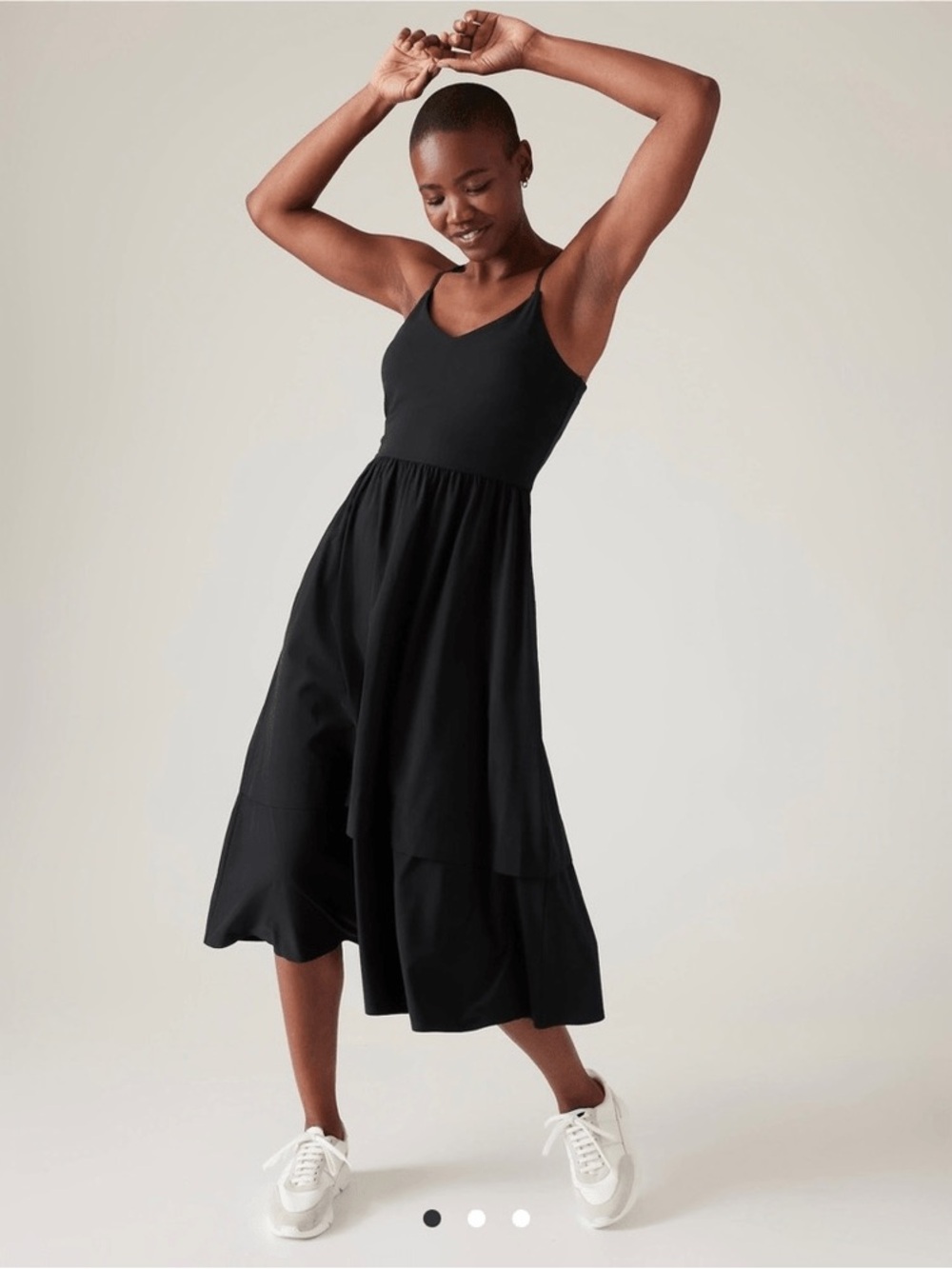 Athleta Black Elation V Neck Hybrid Midi Dress Athleisure Casual